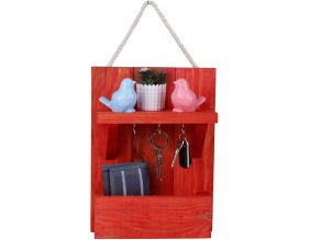 Support à clés en bois avec range courrier Holder (Rouge)