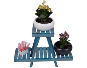 Support à plantes en bois Nave (Bleu)