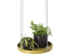 Support à plantes rond à suspendre doré (Diamètre de 24 cm)