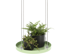 Support à plantes rond à suspendre vert (Diamètre de 24 cm)