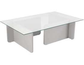 Table basse en verre et aggloméré Flavio (Gris)