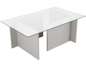 Table basse en verre et aggloméré Vetrino (Gris)