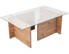 Table basse en verre et aggloméré Vetrino (Pin)