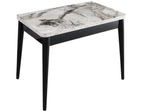 Table de repas extensible Dolunay (Noir, Blanc marbré)