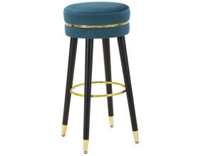 Tabouret de bar en tissu Paris (Bleu - doré et noir)