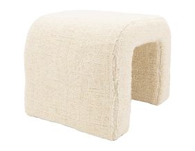 Banc blanc tissu bouclettes (L 40 cm)