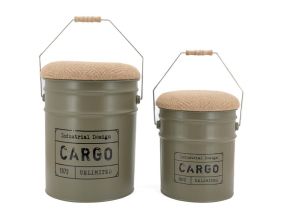 Tabouret/coffre en métal Cargo (kaki)