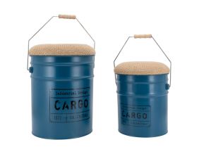 Tabouret/coffre en métal Cargo (Bleu)