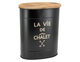 Tabouret et seau à pellets (Métal laqué La vie de chalet)