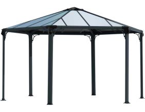 Tonnelle de jardin hexagonale en aluminium et polycarbonate Monaco