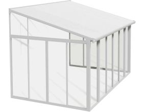 Véranda en aluminium blanc et polycarbonate SanRemo (12.8m²)