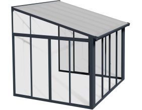 Véranda en aluminium gris et polycarbonate SanRemo (9.2m²)