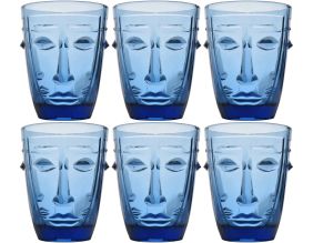 Verre à eau Visage bleu (Lot de 6) (Lot de 6)