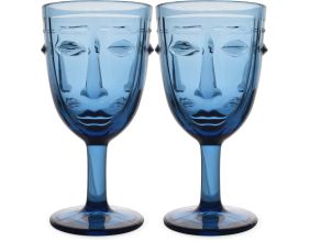 Verre à pied Visage bleu (Lot de 2)