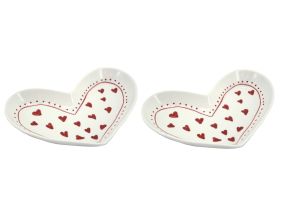 Vide-poche en céramique Coeur peint à la main (Lot de 2)