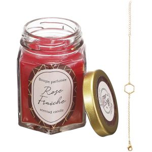 Bougie parfumée en bocal avec bijou surprise (Rose fraîche)