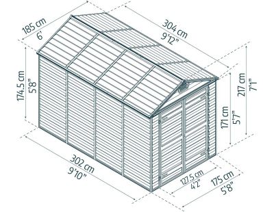 Abri de jardin en aluminium et polycarbonate ambre Skylight (5.6m²)