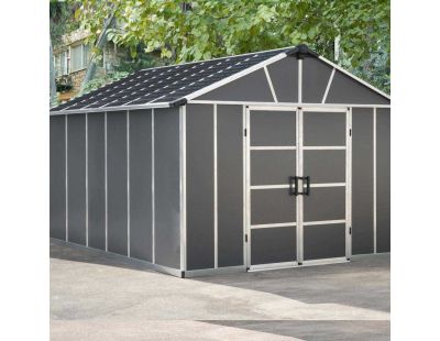 Abri de jardin en aluminium et polycarbonate gris Yukon (13.1m²)