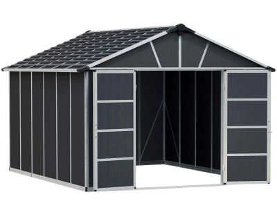 Abri de jardin en aluminium et polycarbonate gris Yukon (13.1m²)