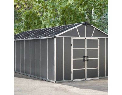 Abri de jardin en aluminium et polycarbonate gris avec plancher Yukon (21.3m²)