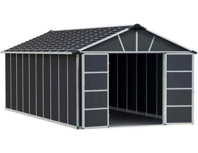 Abri de jardin en aluminium et polycarbonate gris avec plancher Yukon (21.3m²)