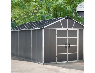 Abri de jardin en aluminium et polycarbonate gris avec plancher Yukon (17.2m²)