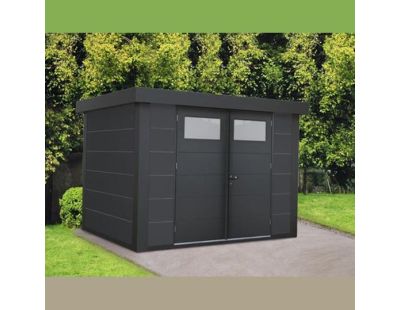 Abri de jardin moderne en acier porte double 6,4 m² Eleganto 2724 (Anthracite)