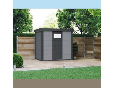 Abri de jardin moderne en acier porte simple 5,7 m² Eleganto 2424 (Gris clair, Anthracite)