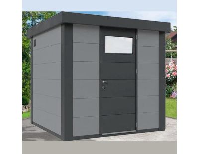 Abri de jardin moderne en acier porte simple 4,3 m² Eleganto 2121 (Gris clair, Anthracite)