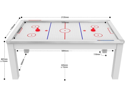 Air Hockey convertible table 8 personnes Toronto (Blanc laqué et blanc (surface de jeu))