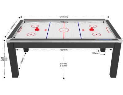 Air Hockey convertible table 8 personnes Toronto (Noir grainé et blanc (surface de jeu))