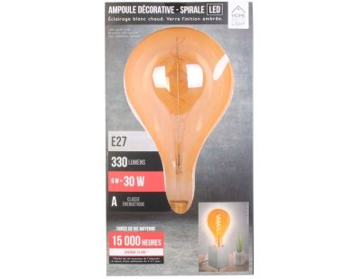 Ampoule goutte d'eau à led spirale ambrée 16 cm (Unitaire)