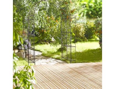 Arche de jardin pour plante grimpante en métal vieilli