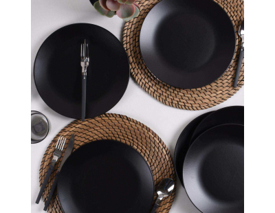 Assiette en céramique noire Matt (Lot de 6)