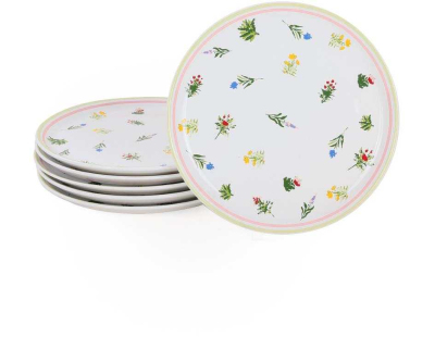 Assiettes en porcelaine Fleurs des champs 25 cm (Lot de 6)