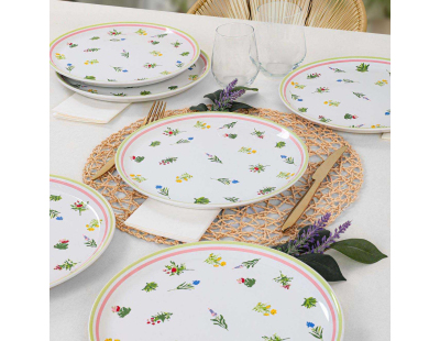 Assiettes en porcelaine Fleurs des champs 25 cm (Lot de 6)