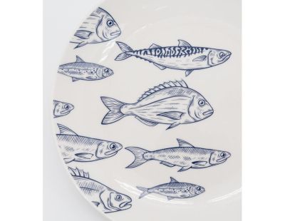 Vaisselle en porcelaine blanche Banc de Poissons (Assiette 19cm)