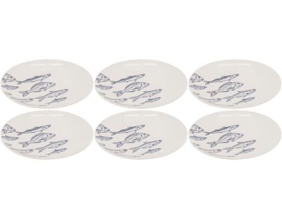 Vaisselle en porcelaine blanche Banc de Poissons (Assiette 19cm)