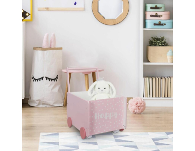 Bac de rangement chariot pour enfant (Rose - Happy)