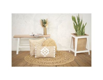 Banc blanc et bois naturel Baki