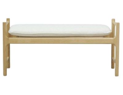 Banc en bois avec coussin en coton blanc