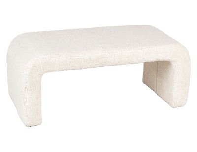 Banc blanc tissu bouclettes (L 95 cm)