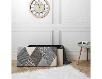 Banc coffre pliable Patchwork gris