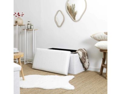 Banc coffre pliable en bouclette blanc