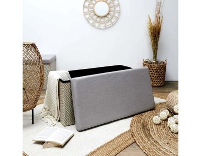 Banc coffre de rangement tressage Mirage (Gris)