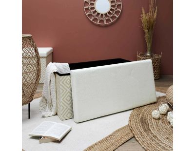 Banc coffre de rangement tressage Mirage (Blanc)