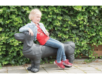 Banc de jardin teckel en pierre