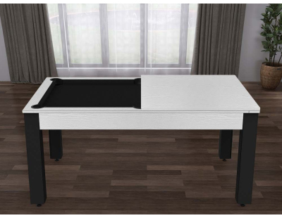 Billard convertable table 6 personnes Texas (Blanc bois et noir (tapis))