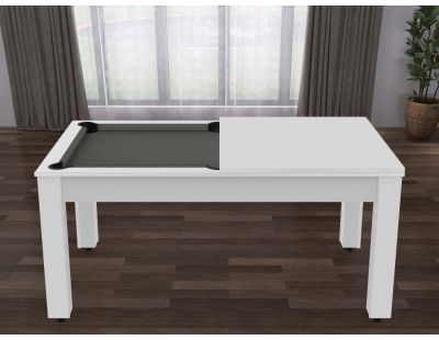 Billard convertable table 6 personnes Texas (Blanc laqué et gris (tapis))