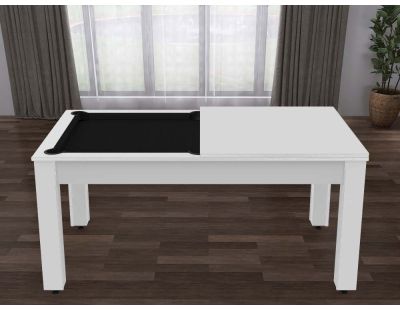 Billard convertible table 6 personnes Texas (Blanc laqué et noir (tapis))